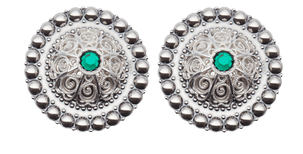 Borer 40 mm med grøn stein til skinnlist, oksidert/kvit - Bilde 1