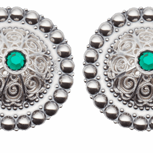 Borer 40 mm med grøn stein til skinnlist, oksidert/kvit