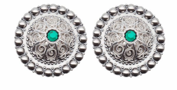 Borer 40 mm med grøn stein til skinnlist, oksidert/kvit