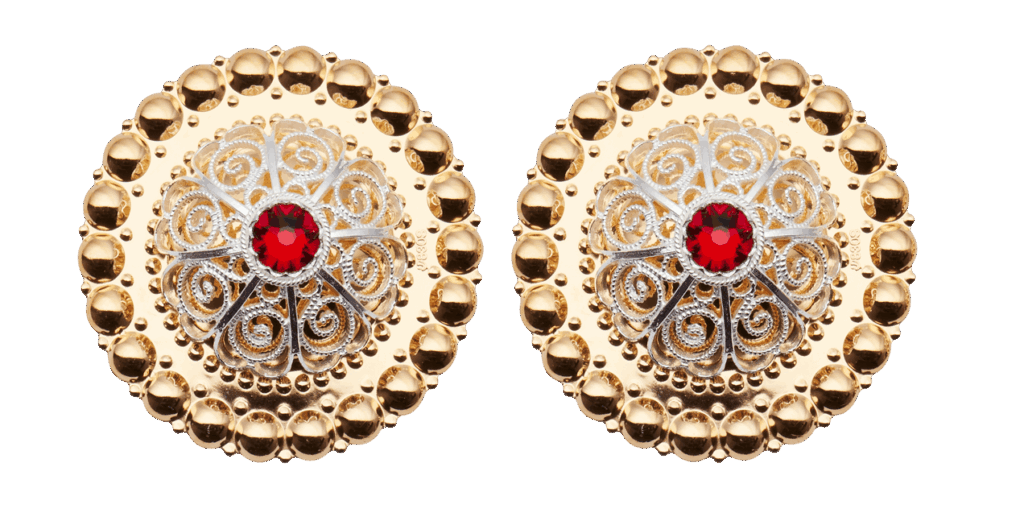 Borer 40 mm med raud stein til skinnlist, forgylt/kvit - Bilde 1