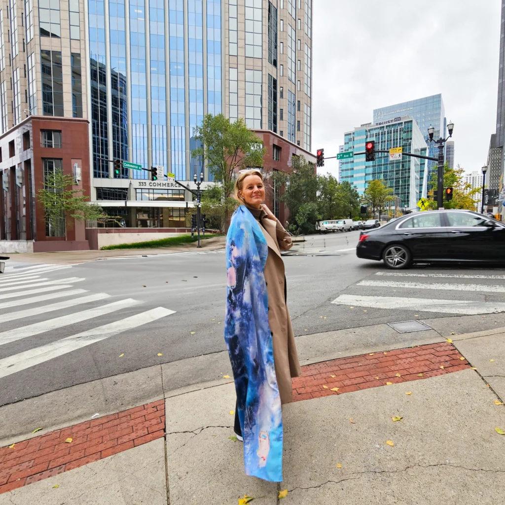 Skjerf Blurred lines light blue