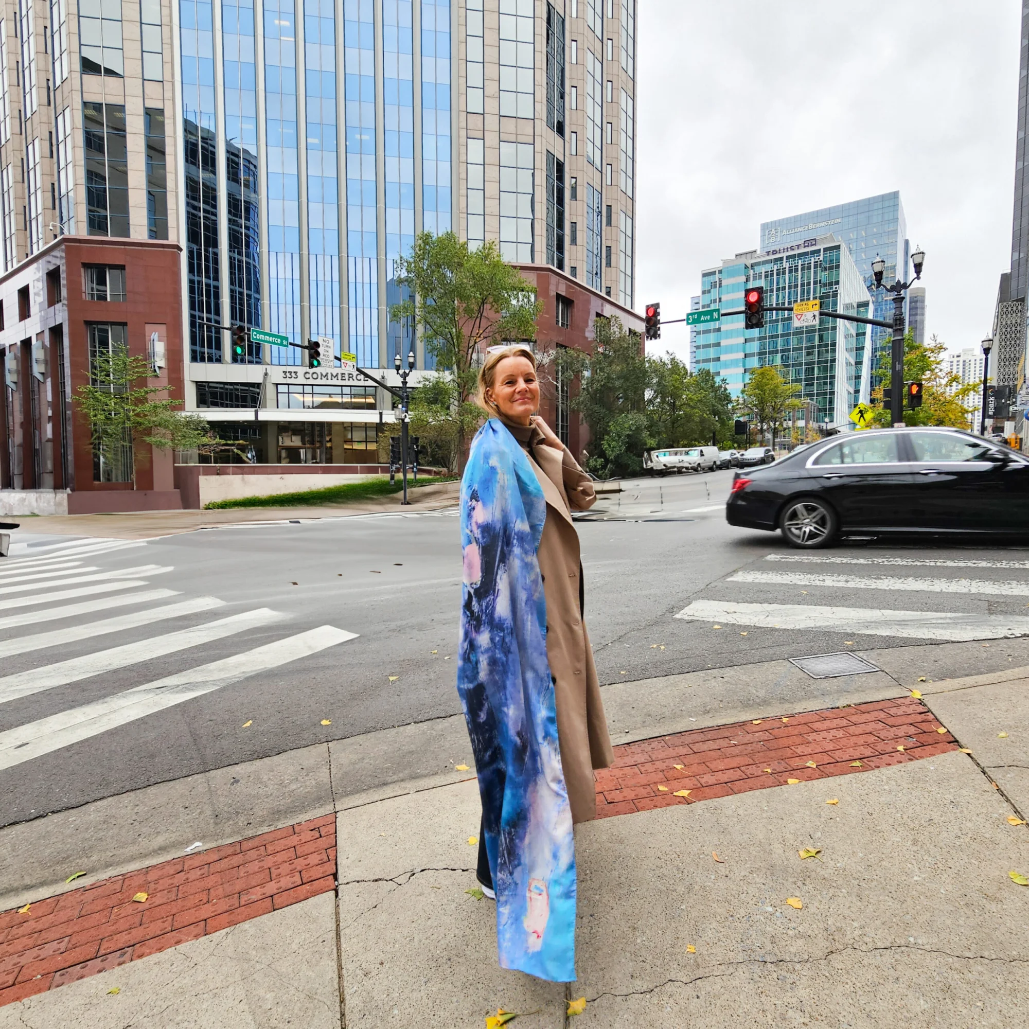 Skjerf Blurred lines light blue