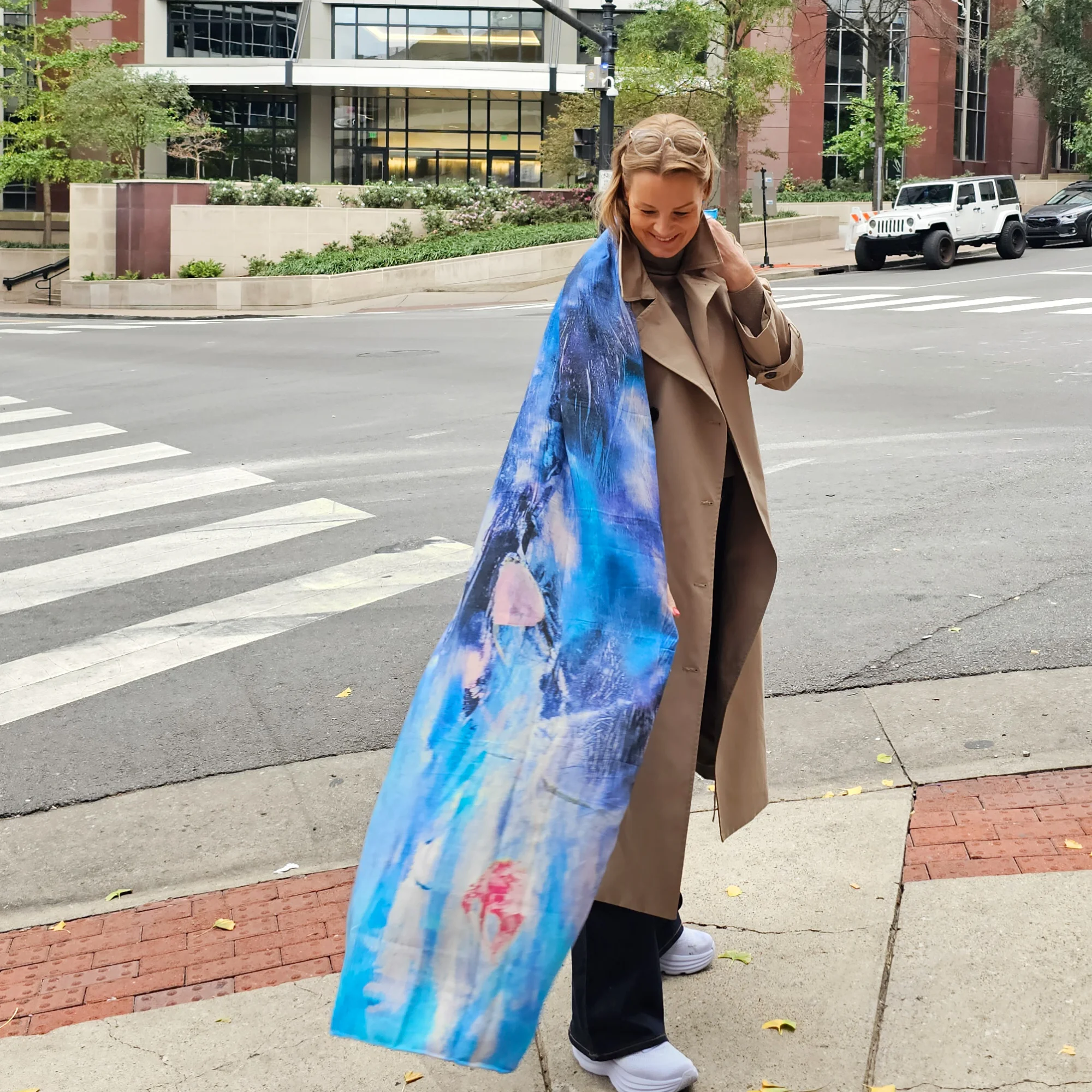 Skjerf Blurred lines light blue