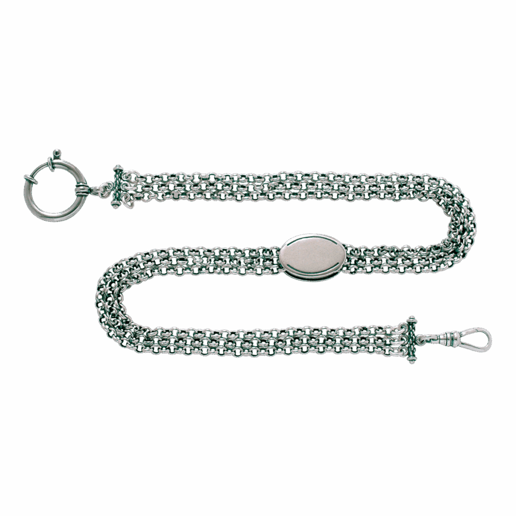 Klokkekjede 37 cm med graveringsfelt 3 rader, oksidert