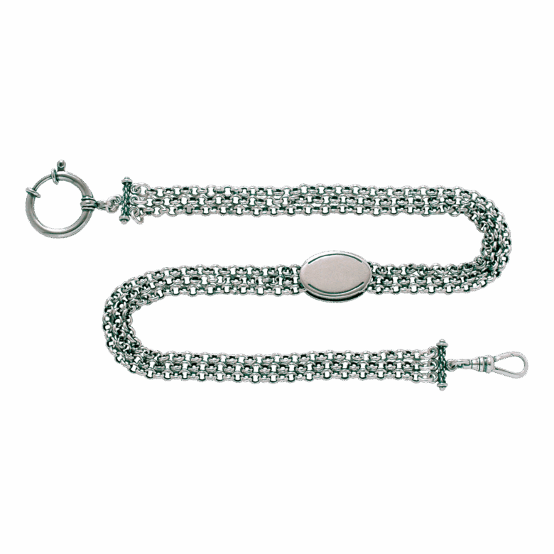 Klokkekjede 37 cm med graveringsfelt 3 rader, oksidert