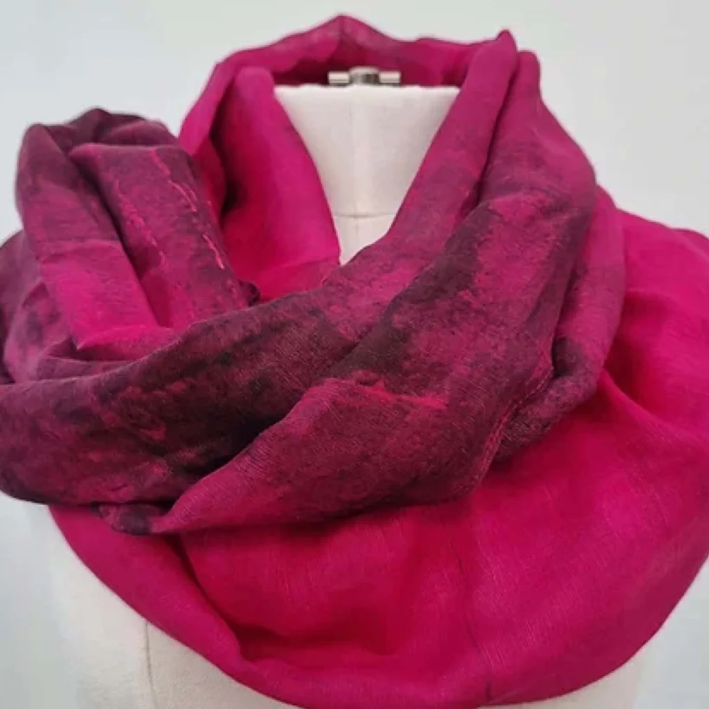 Skjerf Magenta i lin/modal/silke