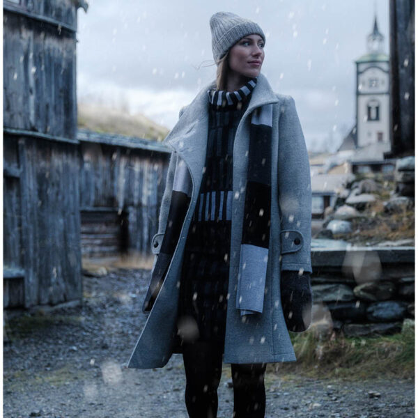 Sjal mørk/lys grå