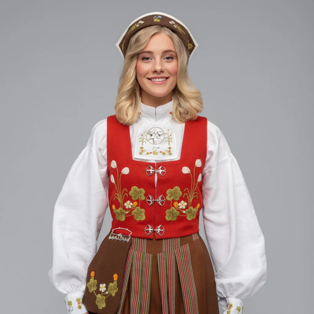 Senja festdrakt rød vest