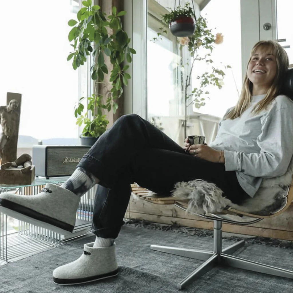 Grå tøfler i filt dame - den originale Haus tøffelen - Bilde 8